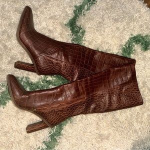 Faux Snakeskin heeled boots
